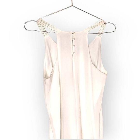 Naked Zebra Womens Dress Sz M Mini White‎ Racer Back Buttons Beachy Coastal - Picture 4 of 8